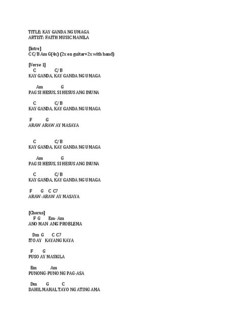 kay ganda kay ganda ng umaga chords